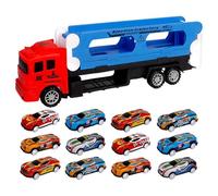 Dinosaur Carrier Truck, Kid Vehicle Toys, Educational Pretend Play Set, Transport Trucks with 12 Pieces, Dinosaur Cars for Kids, Learning Activity, Birthday, Playroom, Classroom, 13.39x2.4x4.33 Inches