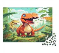 Dinosaur Cartoon-Kids Illustration Style 1000 Pieces for Adults Cartoon T-rex And Small Dinosaur Fun And Challenging Family Game Great Gift 52x38cm/1000pcs