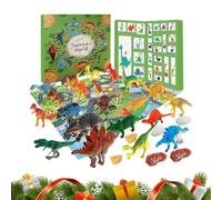 Dinosaur Christmas adventsCalendar, 24-Piece Toy Countdown Gift Set | 24 Dinosaur Figures with Escape Map and Dice Game, Interactive Educational Play for Boys and Girls Ages 3-8, PVC