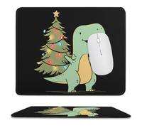 Dinosaur Christmas Tree Tappetini Mouse Antiscivolo Mousemat Bordo Cucito Tappetino Mouse per Casa Computer Gioco 25X30Cm