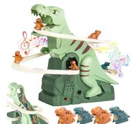 Dinosaur Climbing Slide Music Toy, NEW with Interactive Stairs & Roller Coaster Track, Dinosaur Climbing Track, Electric Race Game Fun Slide Roller Coaster Toys (1,9dino)