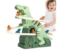 Dinosaur Climbing Slide Toy, Interactive Roller Coaster Toy, 7.87x6.69x5.51 Inches Lights and Music, Race Track Dinosaurs Toys for Kids 3+, Colorful Design