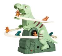 Dinosaur Climbing Stairs Toys, Electric Dinosaur Climbing Stairs Toy, Electric Race Track Game Fun Track Slide Roller Coaster with Light & Music - for Children's Gifts (green)