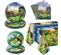 Dinosaur Decorazioni Compleanno - Dinosaur Paper Set Stoviglie Incluso Dinosaur Piatto, Tovaglioli, Dino Tovaglia per Bambini Ragazzi Dinosaur Forniture Compleanno, Serve 20