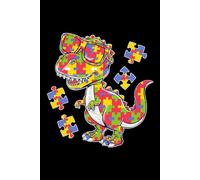 Dinosaur Dino T Rex Puzzle Autism Journal Notebook for Kids: Perfect for note-taking, planning, work, travel, idea jotting, habit tracking, 120 Pages, Medium 6 x 9 Inches