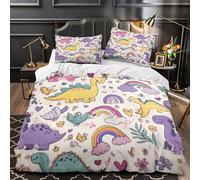 Dinosaur Drummer copripiumino Set di 3 Pezzi morbida motivo 3D con federe per cuscini incluso federe Illustrazione di musica rock Set Di Copripiumino for coppie e ragazze Super king（260x220cm）