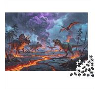 Dinosaur Extinction Puzzle 1000 Pezzi Materiale Riciclato Jurassic Period Puzzle per Ragazzi e Ragazze Ages 6 Years Up Divertente And Stimolante Family Attività di Gioco 52x38cm/1000pcs