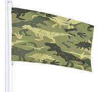 Dinosaur Flag 3x5 FT Wild Animal Jungle Camouflage Dinosaurs Skull Bandiere per esterni Grandi Welcome Yard Banners Home Garden Yard Prato Decor Verde