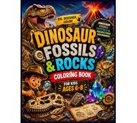 Dinosaur Fossils & Rocks Coloring Book: Dig, Discover & Explore a Prehistoric World of Fossils, Crystals & Ancient Adventures for Kids Ages 6-8