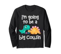 Dinosaur Lovers I'm Going To Be A Big Cousin Crew Ragazze Ragazzi Maglia a Manica