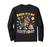 Dinosaur Master Builder Blocks Bricks Bruh È Il Mio Compleanno Maglia a Manica
