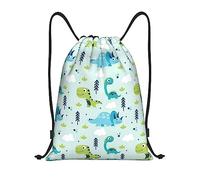 Dinosaur Pattern Print Sacca con Cordoncino Zainetto Pieghevole Stringa Borsa con Coulisse per Spiaggia Viaggi Campeggio 36X42Cm