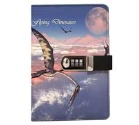Dinosaur Pattern PU Leather Password Notebook, A5 Journal with Combination Lock, Personal Diary with Lock(D)