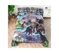 Dinosaur Queen Sheet for Kids 3D Dinosaur Bedding for Boys T-Rex Jurassic World Dinosaur Fitted Sheet Kids Bedding Sheets Set Include Flat Sheet Fitte