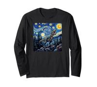 Dinosaur Reptiles Prehistoric Starry Night Van Gogh Style Maglia a Manica