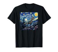 Dinosaur Reptiles Prehistoric Starry Night Van Gogh Style Maglietta