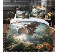 Dinosaur Roar Copripiumino 3 Pezzi stampa 3D ultra microfibra con federa Prehistoric Jungle Set Di Copripiumino cerniera traspirante morbido e comodo for bambini e adolescenti King（220x240cm）