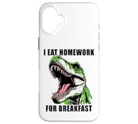Dinosaur School Kids Humor - I Eat Homework for Breakfast Custodia per iPhone 16 Plus