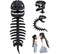 Dinosaur Skeleton Costume,Cozy Plush 3D Dino Toy Skull & Spine，Black 80cm
