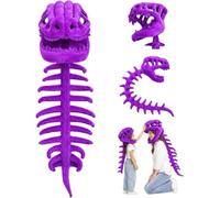 Dinosaur Skeleton Costume,Cozy Plush 3D Dino Toy Skull & Spine，Purple 80cm