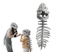 Dinosaur Skeleton Plush Costume, Dino Outmefit, 3D Skeleton Design,Halloween Fun Realistic Dinosaur Costume, Suitable for parties (115cm)