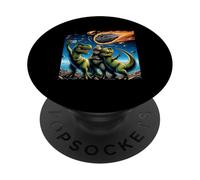 Dinosaur T Rex Selfie in mezzo al momento di estinzione della meteora in caduta PopSockets PopGrip Adesivo