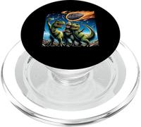 Dinosaur T Rex Selfie in mezzo al momento di estinzione della meteora in caduta PopSockets PopGrip per MagSafe