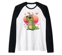 Dinosaur T-Rex Sunglasses Valentines Day Maglia con Maniche Raglan