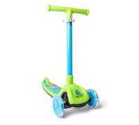 Dinosaur Trail Twist - Monopattino per bambini, verde e blu, ruote luminose, manubrio pieghevole, altezza 78,3 cm, peso massimo 50 kg, per ragazzi e ragazze dai 3 anni in su