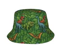 Dinosaur Tropical Leaves Uomo Donna Cappelli A Secchiello Leggero Cappello da Sole Pieghevole Bucket Hat per Viaggi Escursionismo Pesca Trekking
