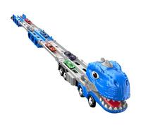 Dinosaur Truck, Transformed Dinosaur, Dino Transformation Car Swallower Racetrack Foldable Ramp Portable Handle Carry, Racing Car for Kids Birthday 16.54x4.53x7.09inches
