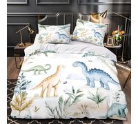 Dinosaur Wall Set Di Copripiumino 3 Pezzi ultra microfibra stampa 3D con cerniera Acquerello Jungle Theme Set Di Copripiumino con federa per cuscini morbido e comodo for coppie Super king（260x220cm）