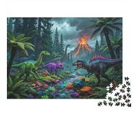 Dinosaur World Puzzle 1000 pezzi Carta riciclata Jurassic Period Puzzles Gioco educativo Challenge Divertente Gioco familiare for Adulti And Age 10 38x26cm/1000pcs