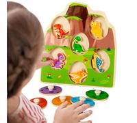 Dinosauri assortiti puzzle gioco di associazione dinosauro in legno - Giocattolo di dinosauro di ordinamento e impilamento in legno,Giocattoli di apprendimento multistrato a forma di dinosauro