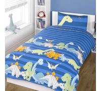 Dinosauri Set Copripiumino Singolo Ragazzi Biancheria da Letto Blu