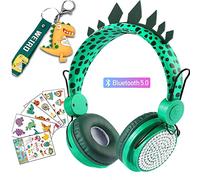 Dinosauri Cuffie Bluetooth Bambini con Luci a LED, 85dB Volume Limitato Cuffie Wireless Bluetooth Bambini,Headphones Bambino Over Ear con Microfono per PC/IPad/Studio/Viaggio Compleanno Xmas Regali
