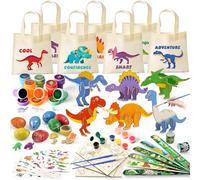 Dinosauri Gadget Compleanno Bambini con Kit di Artigianato in Legno, Borse di Tela, Uova Dino, Braccialetti Schioccanti, Timbri e Tatuaggi Temporanei, Regalini Fine Festa e Riempimento per Pignatta