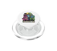 Dinosauri Giocando Arcade Retro 80s Gaming Graphic PopSockets PopGrip per MagSafe