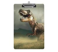 Dinosauri nella foresta nebbiosa Portablocco formato A4 Divertente lavoro estetico Studiando Lettera Portablocco standard 12,5×8,5 in faesite per l'aula scolastica Bambini che scrivono disegni