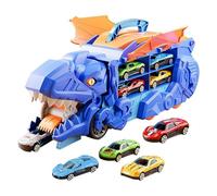 Dinosauri portatile per auto, 12 veicoli a ritorno | Dicho Transporter, set da gioco con auto pull-back, pratica valigetta per piccole auto da corsa, regalo per