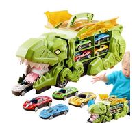 Dinosauri portatile per auto, 12 veicoli a ritorno | Dicho Transporter, set da gioco con auto pull-back, pratica valigetta per piccole auto da corsa, regalo per