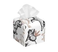 Dinosauri preistorici e rettili con impronte, portafazzoletti quadrato in pelle - Organizer decorativo di alta qualità per mobiletto del bagno, comodino e piano di lavoro