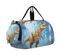 Dinosauri Primeval Woods Piccola borsa da palestra con scomparto per scarpe multifunzionale durante la notte Weekender Borsa da viaggio per viaggi, sport, fitness e allenamento