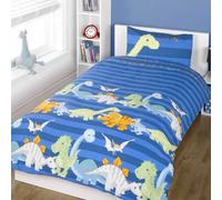 Dinosauri Set Copripiumino Singolo Ragazzi Biancheria da Letto Blu