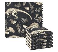Dinosauri Skeleton Dark Black asciugamano in microfibra 6 Pack asciugamani cucina arredamento decorativo accessori para mesas 11x11 pollici