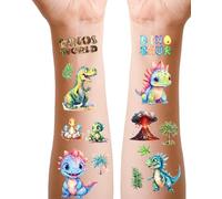 Dinosauri Tatuaggi per Bambini, 12 Fogli Glitter Tatuaggio Temporanei Trasferelli per Regali Fine Festa, Pignatta e Gadget Giochi Compleanno