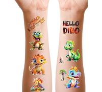 Dinosauri Tatuaggi per Bambini, 12 Fogli Glitter Tatuaggio Temporanei Trasferelli per Regali Fine Festa, Pignatta e Gadget Giochi Compleanno