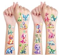 Dinosauri Tatuaggio Glitter Bambini, 12 Foglie Tatuaggi Temporanei per Bambinis, Ragazzo Ragazza Gadget Compleanno, Idee Regalo, Piccola Selvaggina