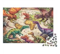 Dinosauri tinti Puzzle 1000 Pezzi In Mappa dinosauri Resistente E Durevole, Un Busta Di Puzzle A Rompicapo Per Enigma Per Il Relax Mentale, Ideale Per Vacanza Relax, Puzzle 38x26cm