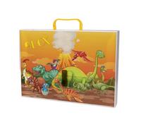 "Dinosauri" Valigetta In Polipropilene Personalizzata Con Nome 27x37cm Con Maniglia e Chiusura Colorate Abbinate Idea Regalo Scuola Elementari Medie Arte Disegno Musica Tecnologia Catechismo Cartella